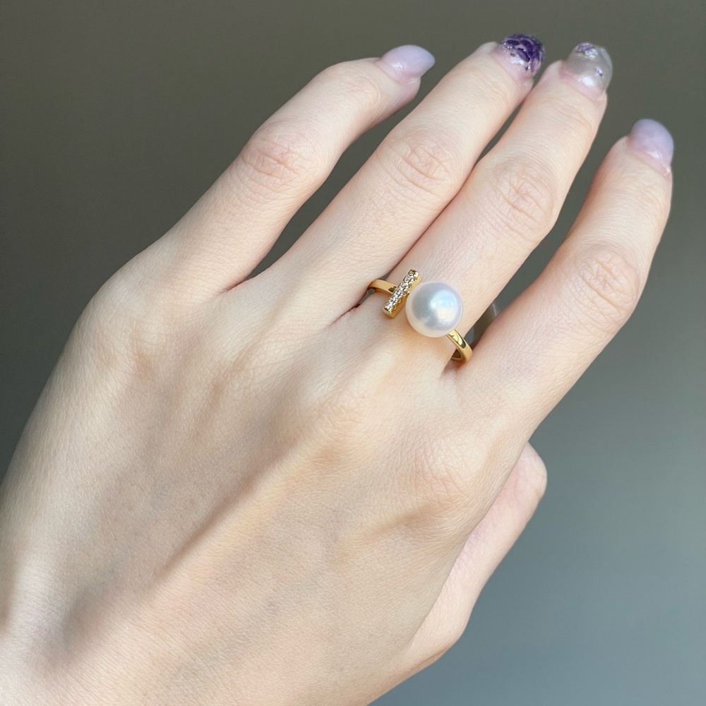 Freshwater Pearl Ring – 8.76mm Pearl – Brass Band